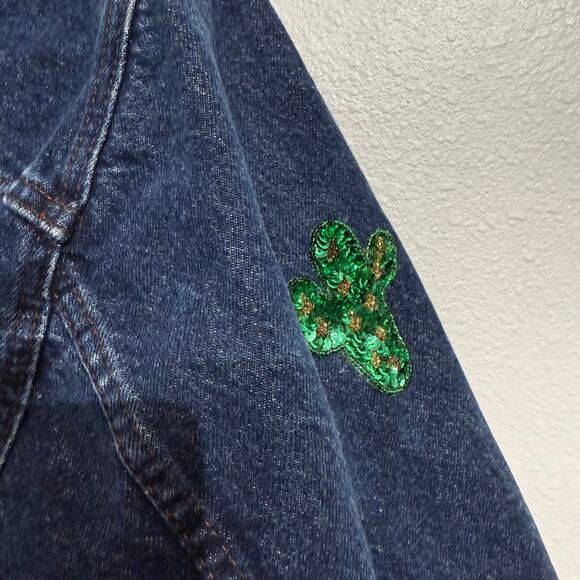 Lee Blue Denim I Heart Texas  Patch Vintage Jean Jacket Sz L - Picture 9 of 13